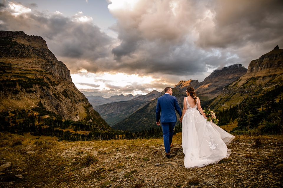 Perfect Lakeside elopement at Rising Sun along St. Mary Lakeshore in Glacier National Park surrounded by friends and family.,Mountain Wedding,Adventure Elopement