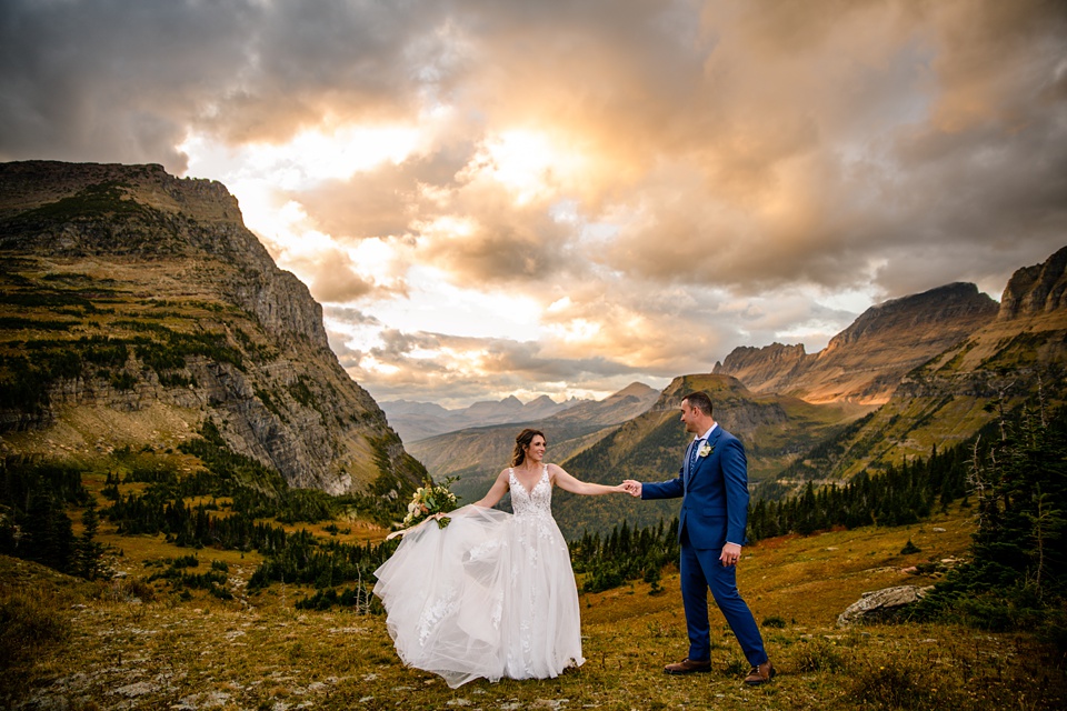 Perfect Lakeside elopement at Rising Sun along St. Mary Lakeshore in Glacier National Park surrounded by friends and family.,Mountain Wedding,Adventure Elopement