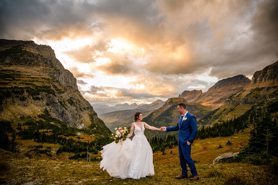 Perfect Lakeside elopement at Rising Sun along St. Mary Lakeshore in Glacier National Park surrounded by friends and family.,Mountain Wedding,Adventure Elopement