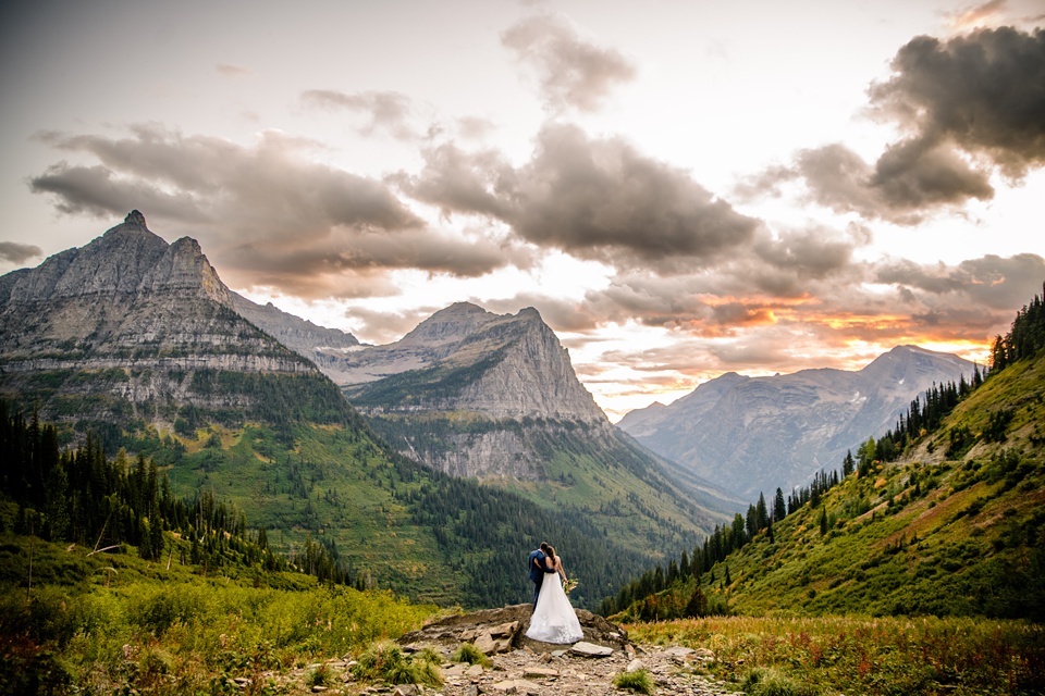 Perfect Lakeside elopement at Rising Sun along St. Mary Lakeshore in Glacier National Park surrounded by friends and family.,Mountain Wedding,Adventure Elopement