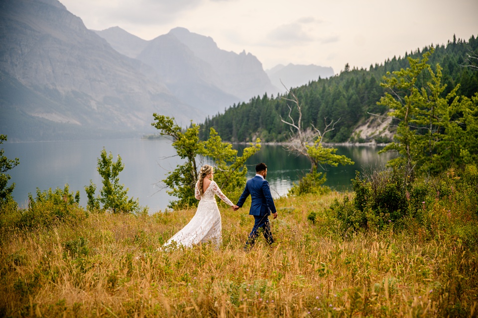 micro wedding,Adventure Elopement,Sun Point Glacier National Park,Sunset photos,Wildflower Wedding Photos,Unique Elopement,Going to the Sun Road