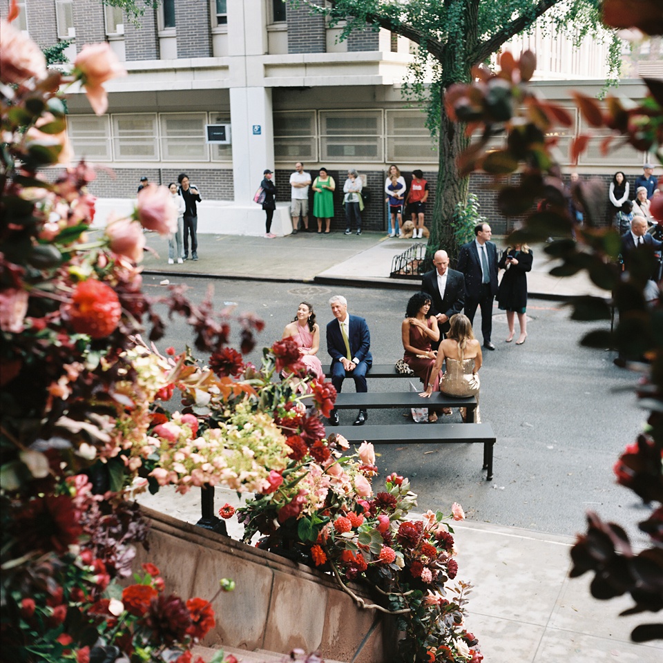 nyc stoop wedding,Bride and Groom on New York City Stoop