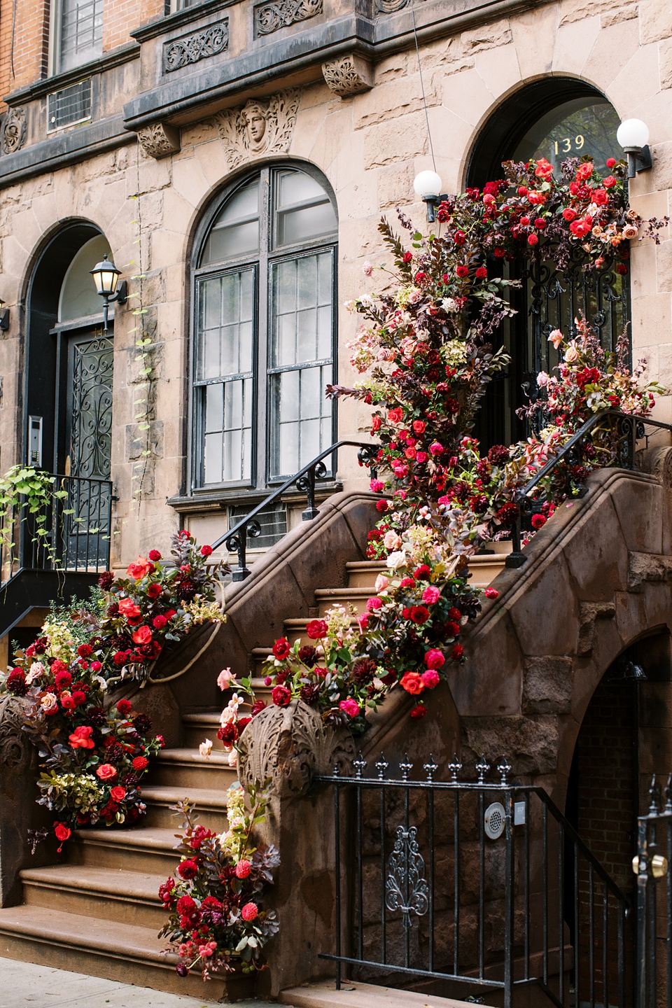 Bride and Groom on New York City Stoop,nyc stoop wedding
