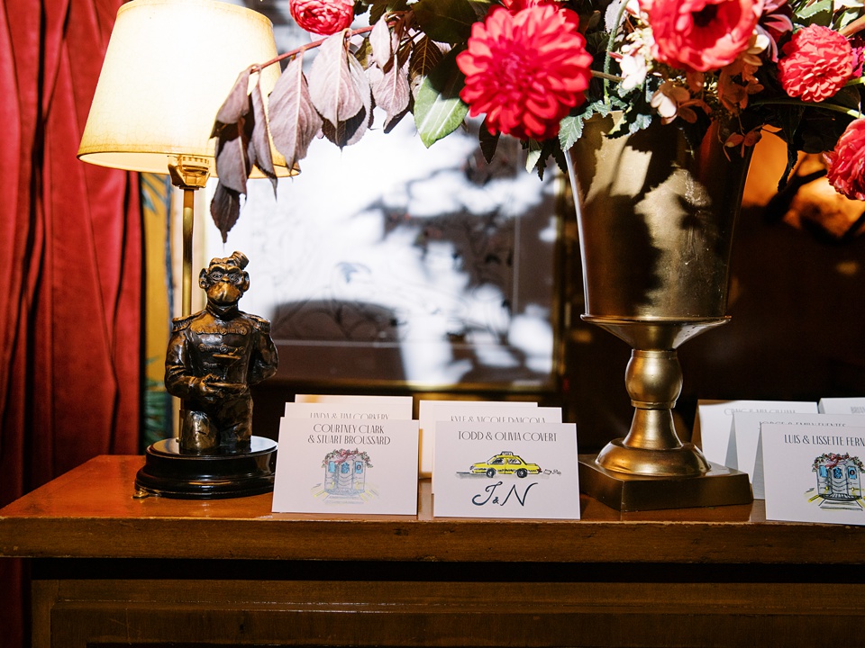 New York City Stoop Adorned with Romantic Spring Florals,Bride and Groom on New York City Stoop