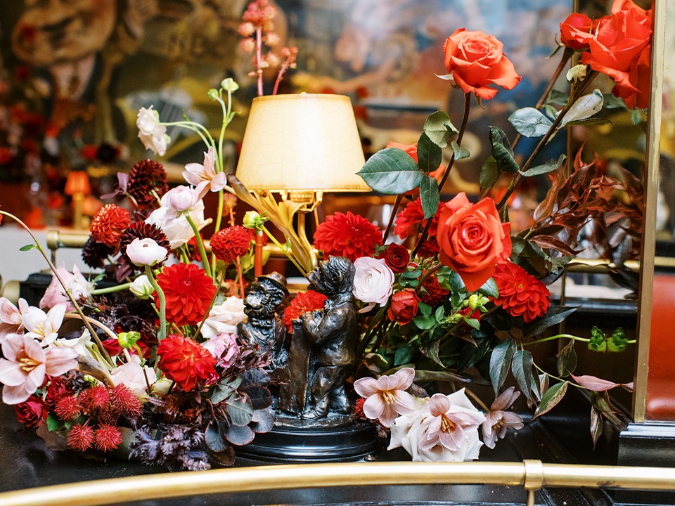 nyc film wedding photographer,Reception at Monkey Bar with Vintage New York Vibes