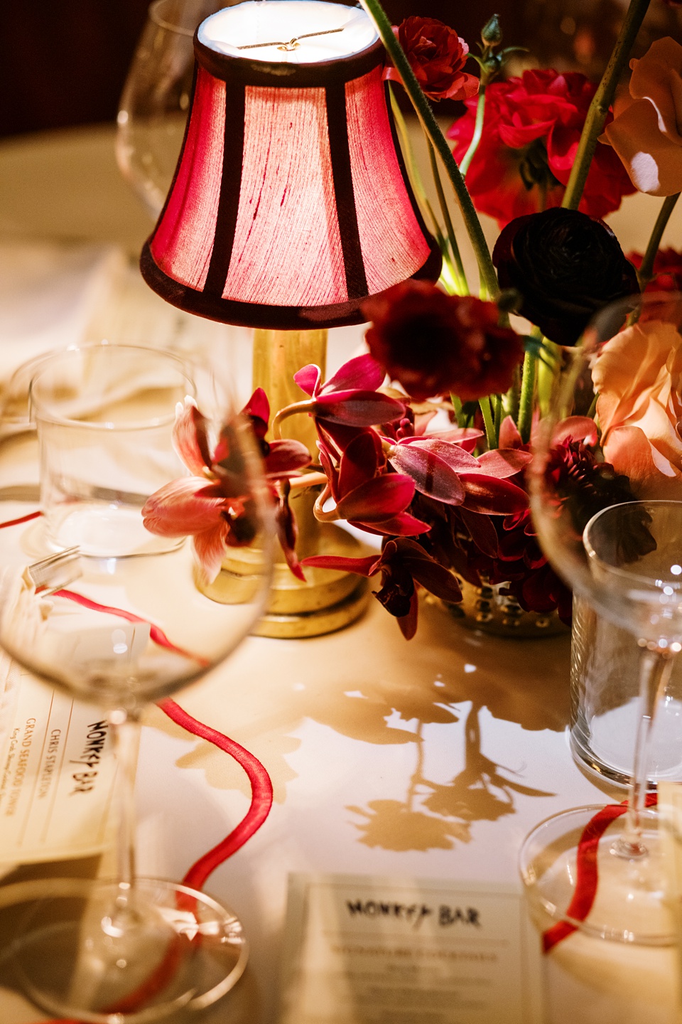 Reception at Monkey Bar with Vintage New York Vibes,New York City Stoop Adorned with Romantic Spring Florals