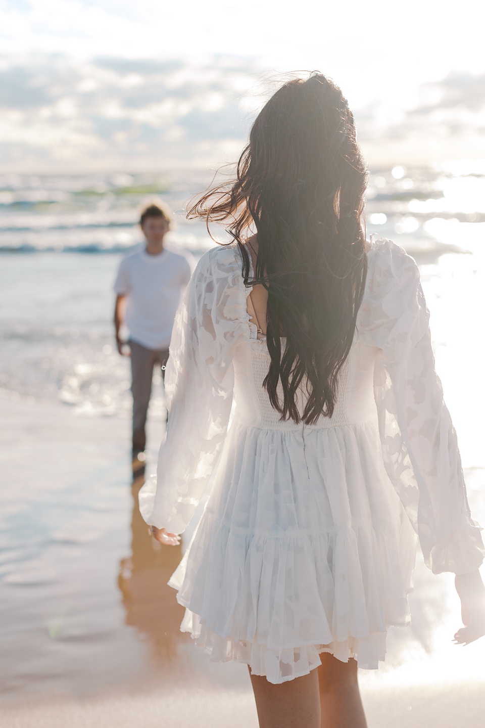 Windy Lake Michigan Engagement Session