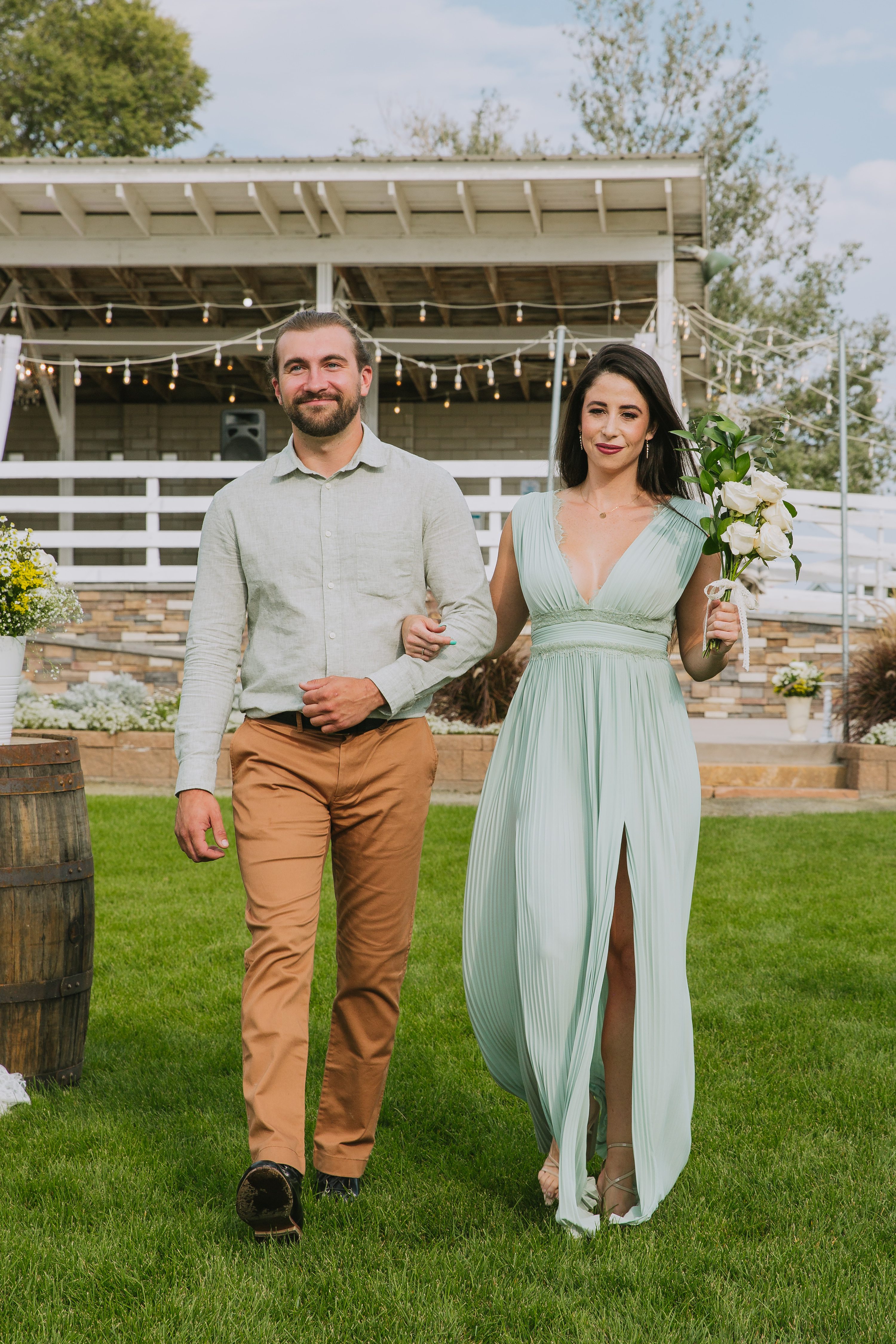 bridal party procession,green bridesmaid dresses,mint brindesmaid dress