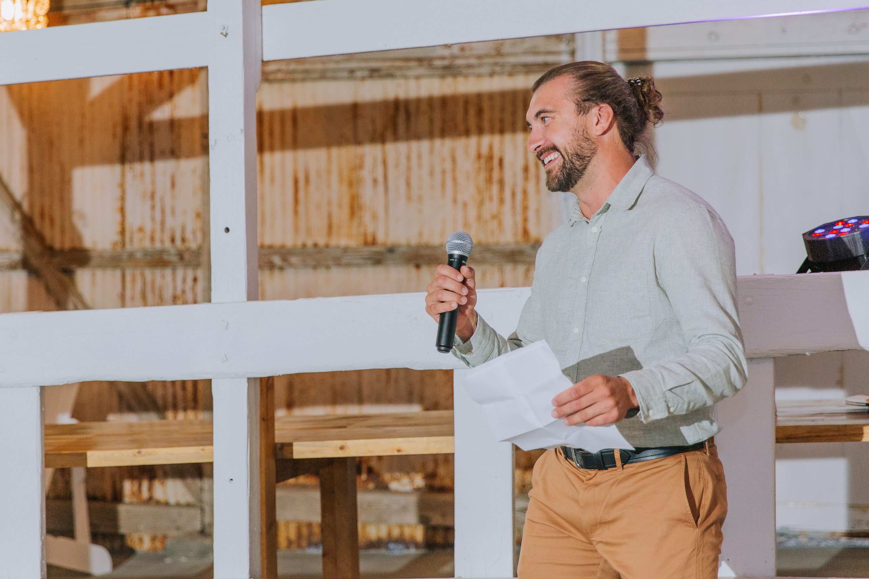 barn reception,groomsman toast,toasts