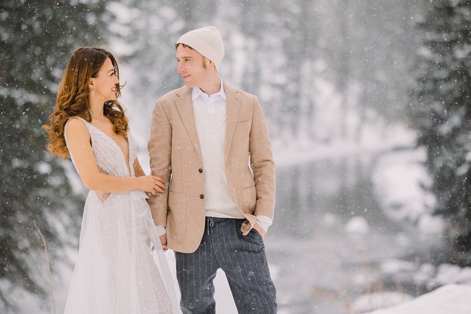 sachin and babi light blue dress What to wear for Winter Engagement Photos main image 0
